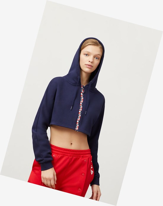 Fila Alexa Zip Crop Hoodie Peac/Cred/Wht | 60HBEYLKG