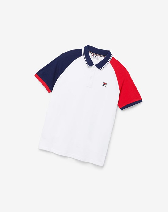 Fila Apollo Polo Blancas Azul Marino Rojas | 82GSTPFNA