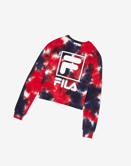 Fila Ashley Tie Dye Sweatshirt Rojas | 65PZDWGRB