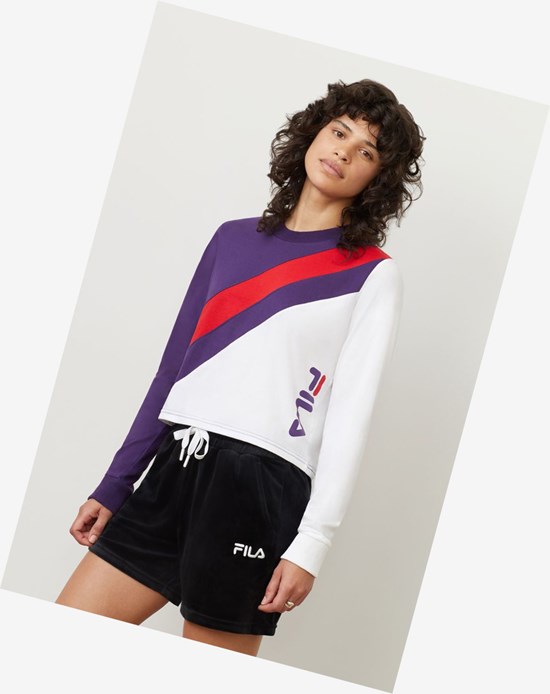 Fila Ayeka Long Sleeve Crop Tee Cjwl/Wht/Cred | 08WEXDFZC