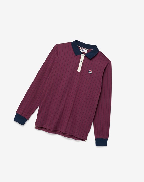 Fila Bb2 Long Sleeve Polo 522 Prune / Peacoat / Turtledove | 62BKMQWCI