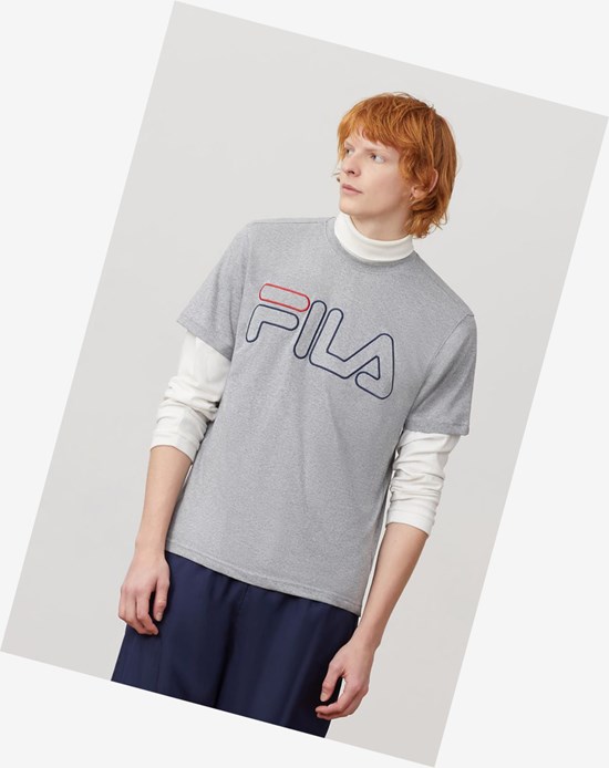 Fila Borough Tee Gris Azul Marino Rojas | 23GBFCKMP