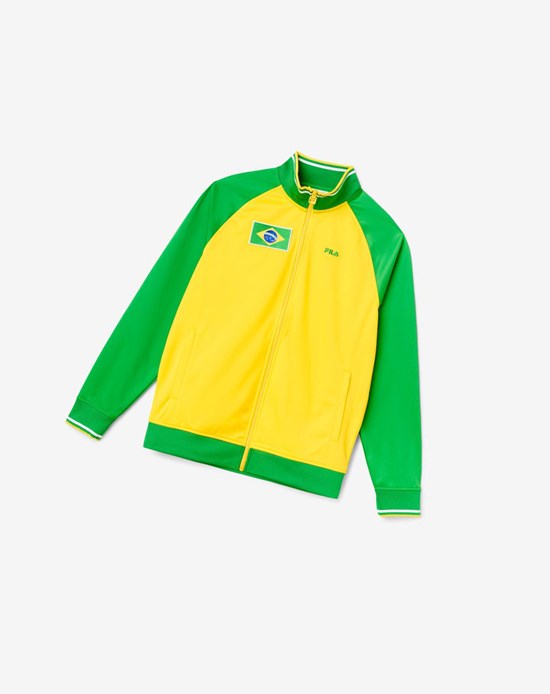 Fila Brazil Pista Jacket Amarillo Verde Blancas | 78LKIQHXB