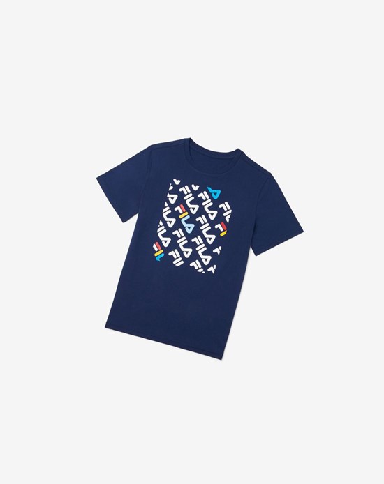 Fila Camden Printed Tee Azul Marino | 74TKBQCZS