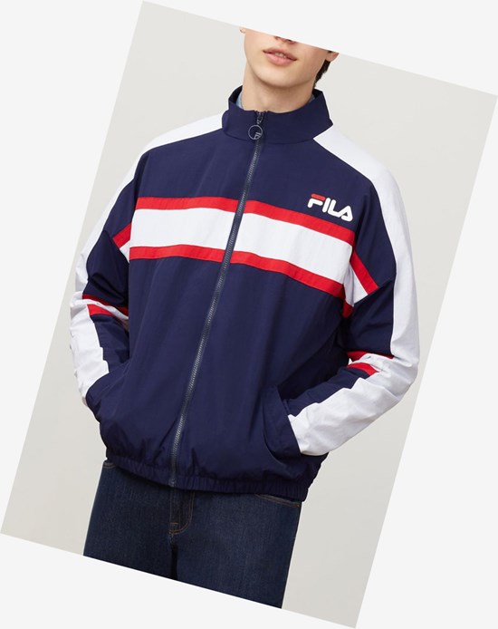 Fila Carter Woven Jacket Peac/Wht/Cred | 24TCNBFDU