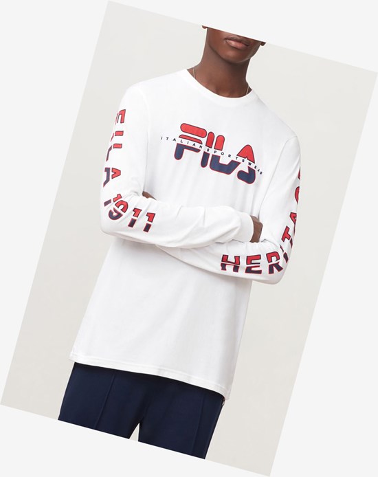 Fila Christophe Long Sleeve Tee Wht/Peac/Cred | 87DBKNAIT