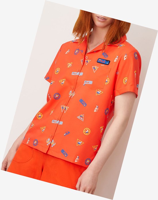 Fila Confetti Cabana Shirt Tangerinetango | 40LOCUNBS