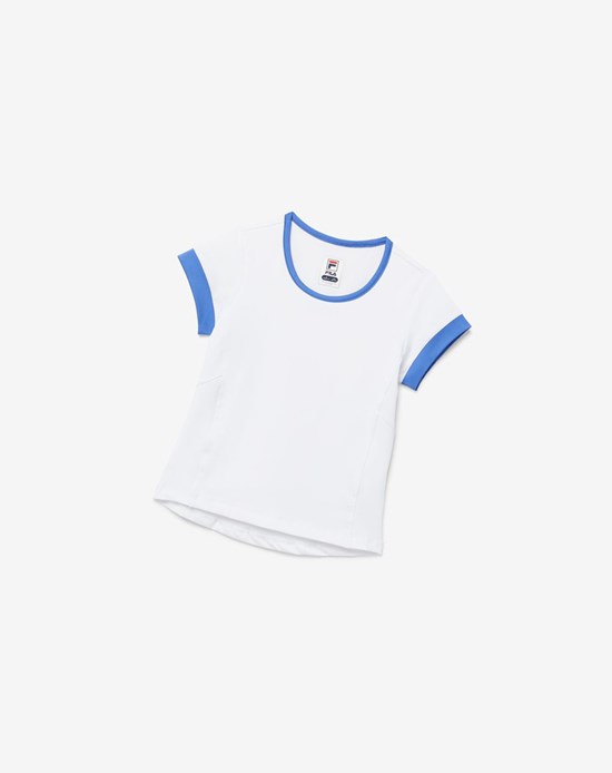 Fila Core Corta Sleeve Top Blancas Azules | 63GNDUWPO