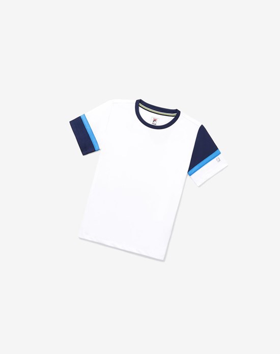 Fila Core Doubles Crew Blancas Azul Marino | 12UDHRFMW