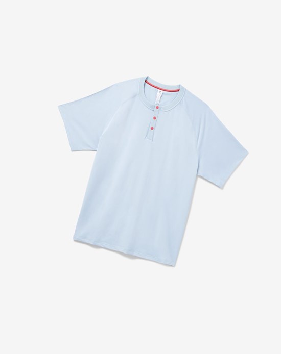 Fila Cross Court Corta Sleeve Henley Azules | 28MVKEIRN