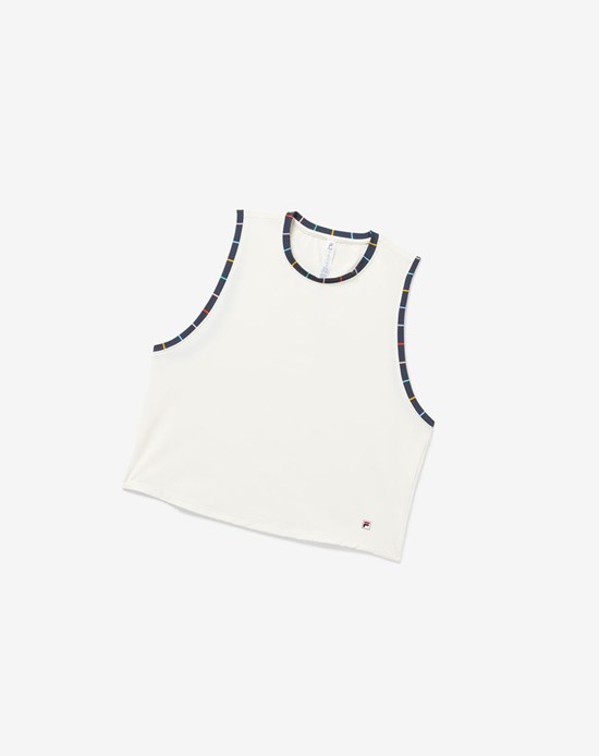 Fila Cross Court Cropped Tank Blancas Indigo | 26LDXAINK