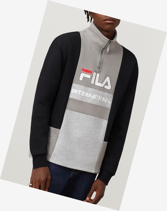 Fila Damiano Funnel Neck Sweatshirt Blk/Fgry/Lgrym | 92QUKJCGM