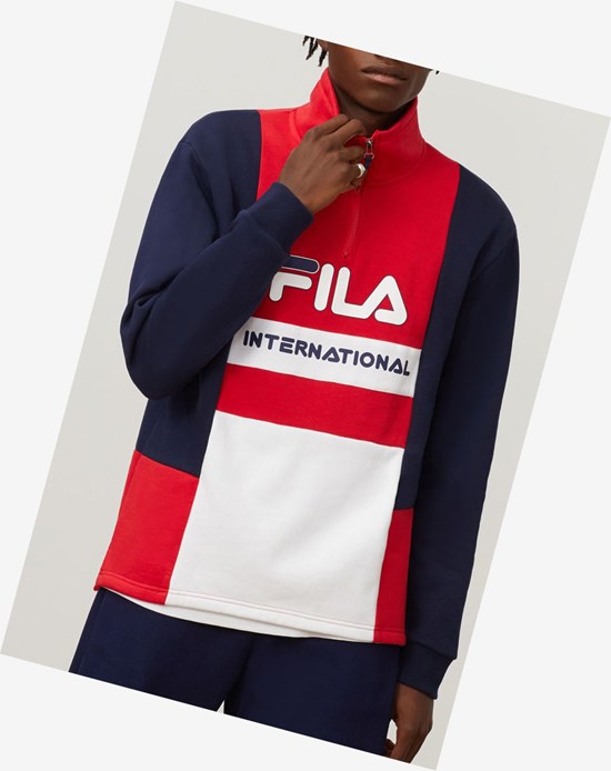 Fila Damiano Funnel Neck Sweatshirt Peac/Cred/Wht | 80HSEQZWV