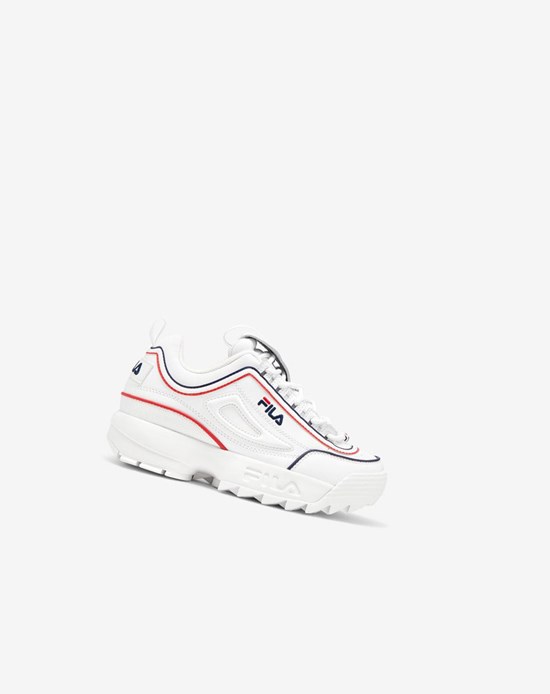 Fila Disruptor 2 Contrast Piping Sneakers Blancas Azul Marino Rojas | 02WQZXBFJ