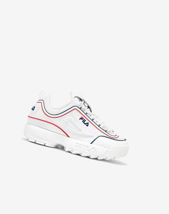 Fila Disruptor 2 Contrast Piping Sneakers Blancas Azul Marino Rojas | 64MLBXPQT