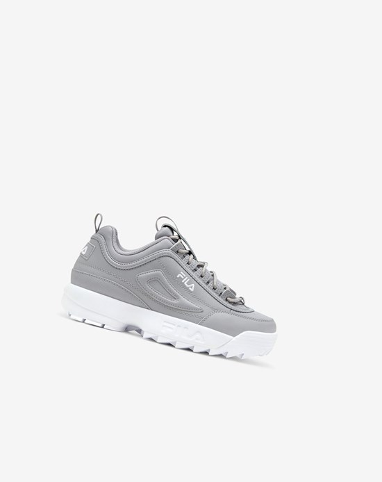 Fila Disruptor 2 Premium Sneakers Plateadas Blancas Blancas | 07HLIZBFX