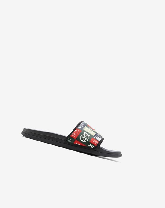 Fila Drifter Lux Patchwork Chanclas Sandals Negras Rojas | 15JBUESQN