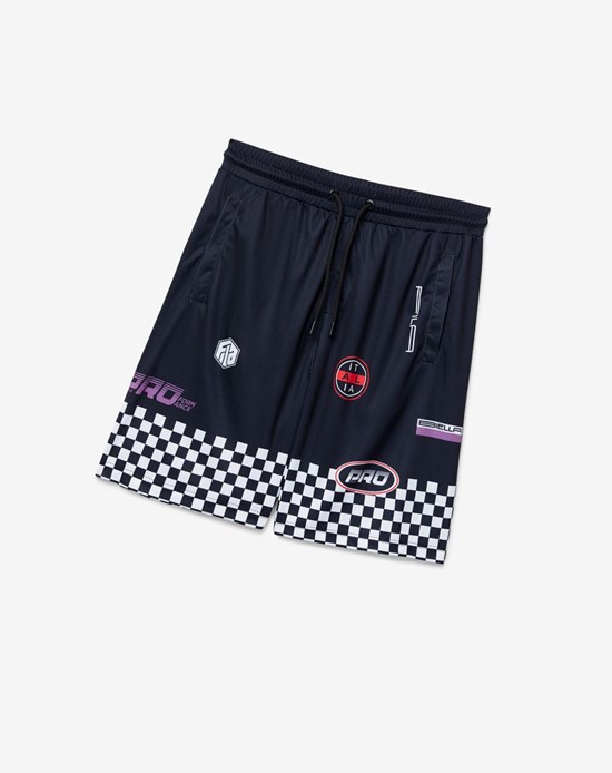 Fila Exzone Checkered Shorts Negras | 25XPDYJRA