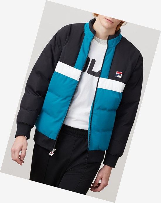 Fila Fausto Ski Jacket Blk/Hblu/Wht | 68DGLBFTK