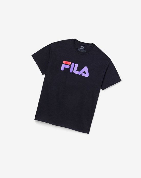 Fila Fila Logo Tee Negras Moradas Rojas | 05DFNSJMA