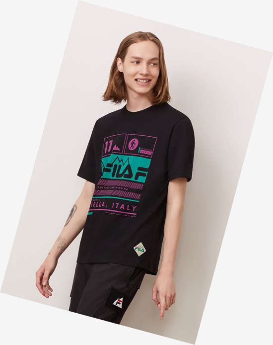 Fila Grid Tee Negras | 64TYAXHKJ