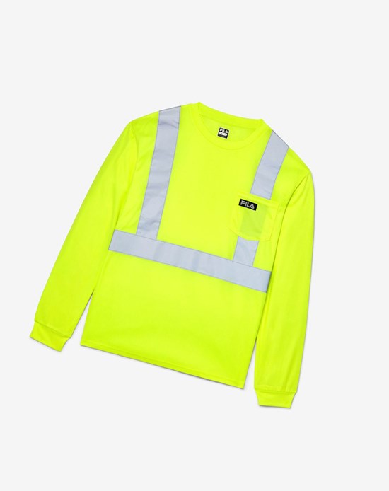 Fila High Visibility Long Sleeve Trabajo Shirt Amarillo | 82LGCNHVD