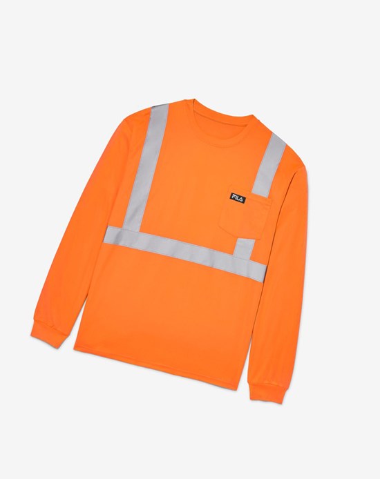 Fila High Visibility Long Sleeve Trabajo Shirt Naranjas | 89KQYHRSI