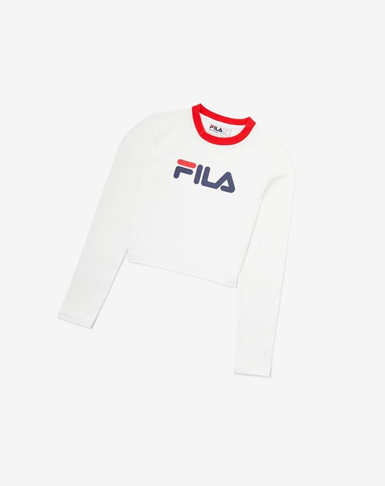 Fila Jaya Long Sleeve Crop Tee Blancas Rojas | 83NQHKWVI