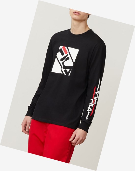 Fila Jaylen Long Sleeve Tee Blk/Wht/Cred | 54RDLZFSK