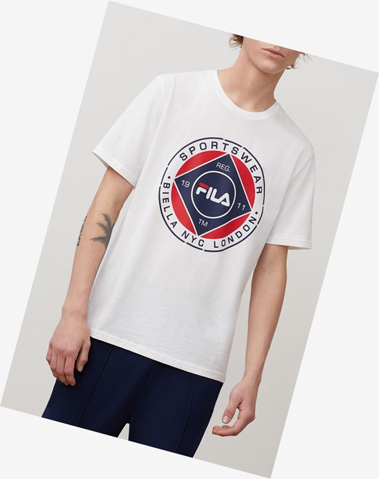 Fila Jordao Estampadas Tee Blancas | 25HDXQSEJ