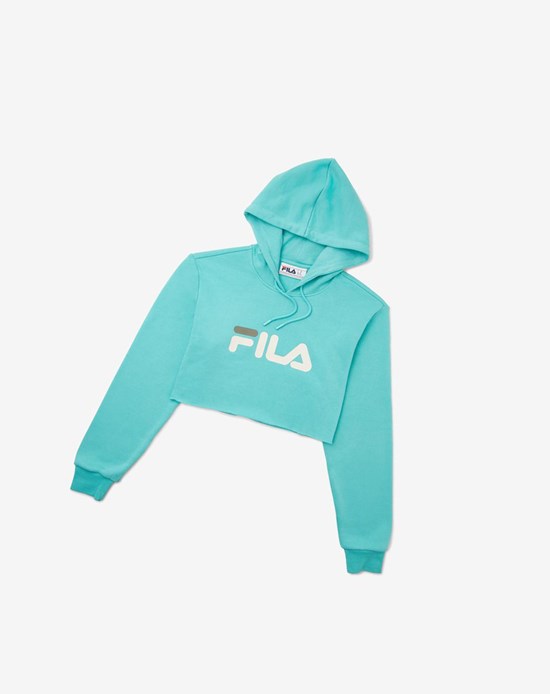 Fila Lalage Cropped Hoodie Azules Turquesa Blancas | 45XLRIPUW