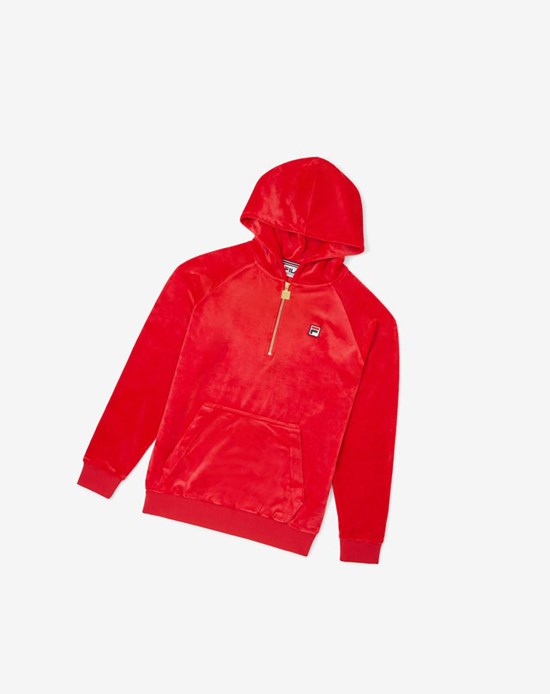 Fila Laurent Velour Hoodie Rojas | 48PDXJTOM