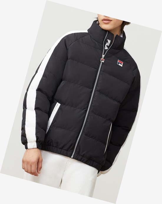 Fila Ledger Puffa Jacket Blk/Wht | 02XZYMHPG