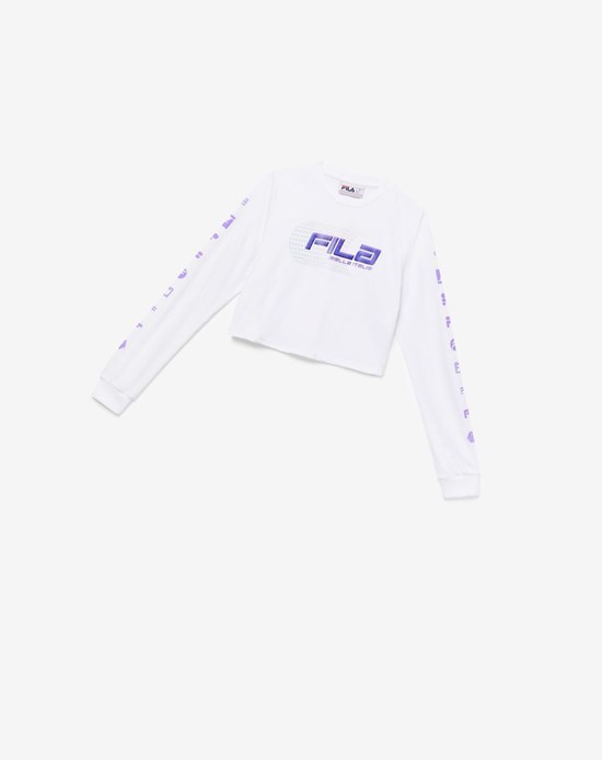 Fila Luigia Long Sleeve Cropped Tee Blancas | 09ZUWMGLP