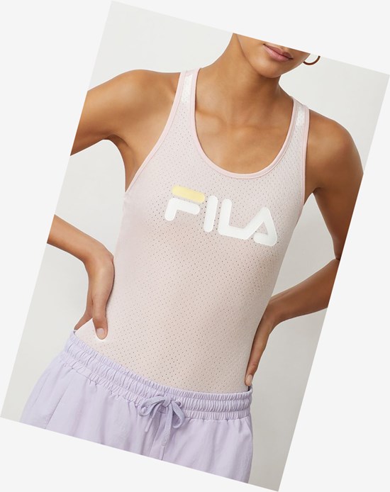 Fila Lupita Racerback Bodysuit Pkchk/Wht/Pban | 56UPKZIWA