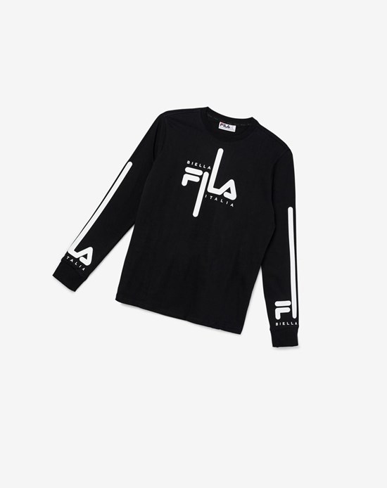 Fila Martino Long Sleeve Tee Negras Blancas | 54GTVBCSR