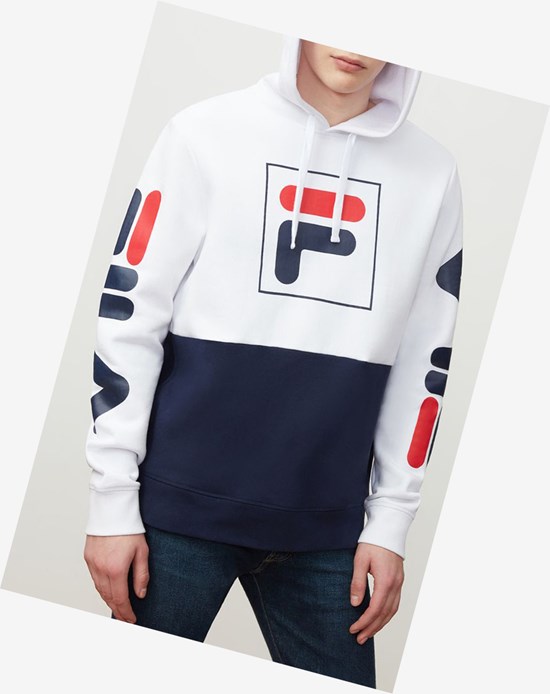 Fila Marzio Hoodie Blancas Azul Marino | 07AIXELVN