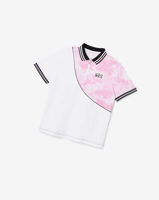 Fila Msgm X Fila Printed Polo Rosas Blancas Negras | 96SEDABTC