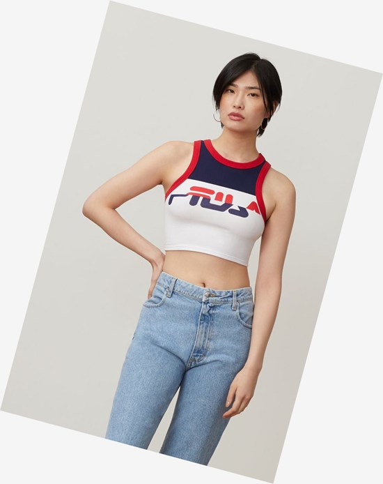 Fila Nellie Crop Racer Tank Peac/Cred/Wht | 92TWIQCJL