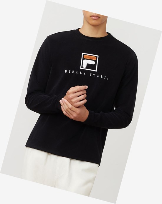 Fila Nicolo Long Sleeve Crew Blk/Wht/Cred | 86EBZNPVG