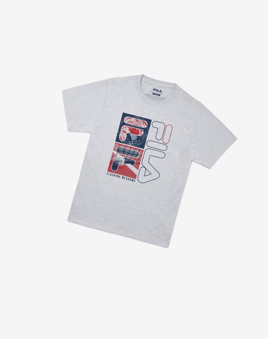 Fila Nyc Collage Tee Gris | 48FSIOHRD