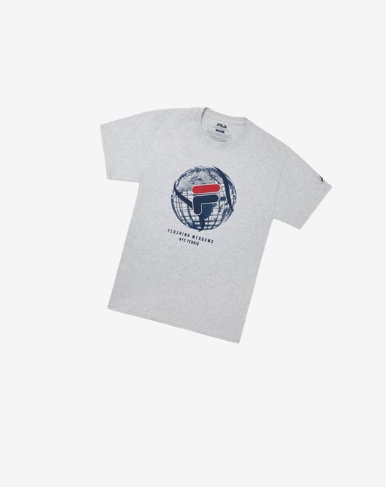 Fila Nyc Globe Tee Gris | 74PAIDLOU