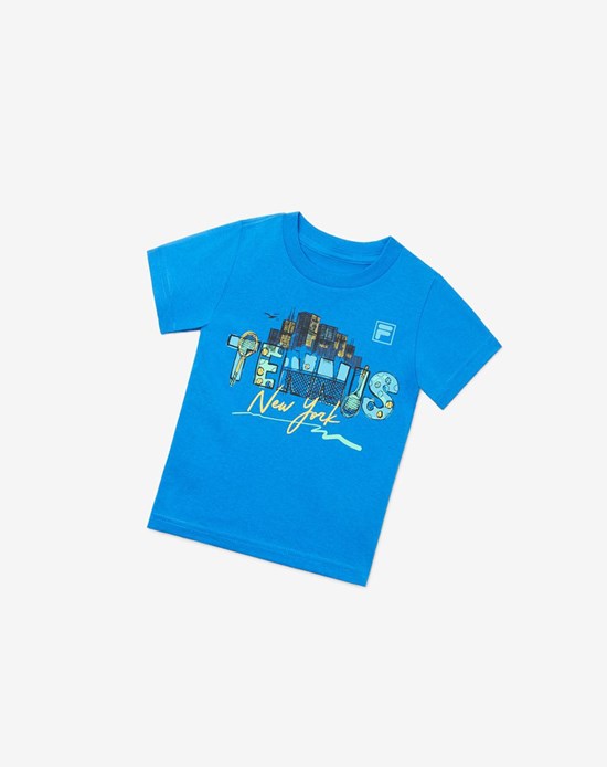 Fila Nyc Toddler Tenis Tee Azul Real Azules | 17TFLPQUO