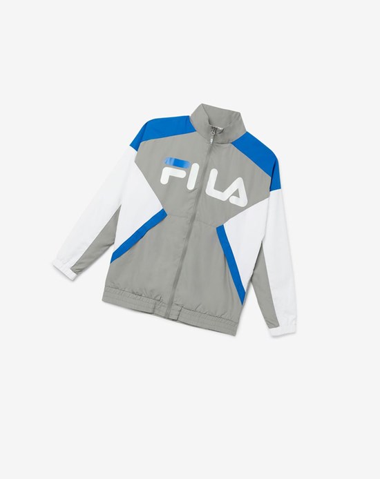 Fila Oliviero Viento Jacket Gris Blancas Azules | 24MCBOERI