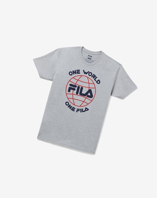 Fila One World Tee Gris | 26ZUEGPKX