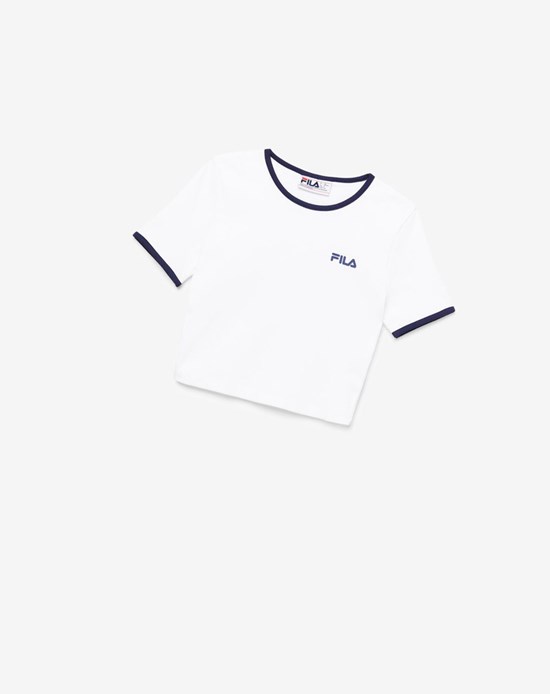 Fila Perla Crop Top Blancas | 07IBFUZHP