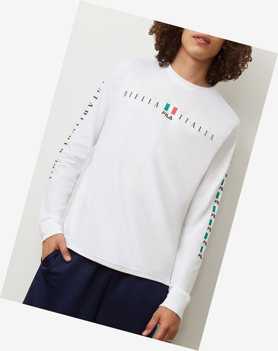 Fila Petrelli Long Sleeve Tee Wht/Blk/Cred | 92YUAJFNW