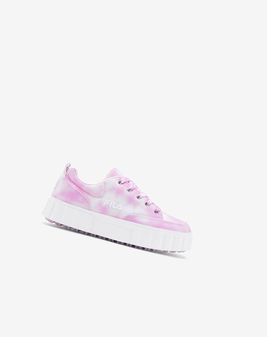 Fila Sandblast Low Mottled Tie Dye Sneakers Lavanda Blancas Blancas | 85HALGUEN