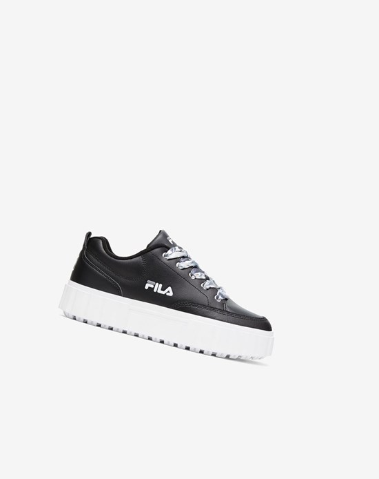 Fila Sandblast Low Satin Encaje Sneakers Negras Blancas | 83BJVPUNH