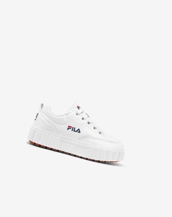 Fila Sandblast Low Sneakers Blancas Azul Marino Rojas | 27PAUSCWG